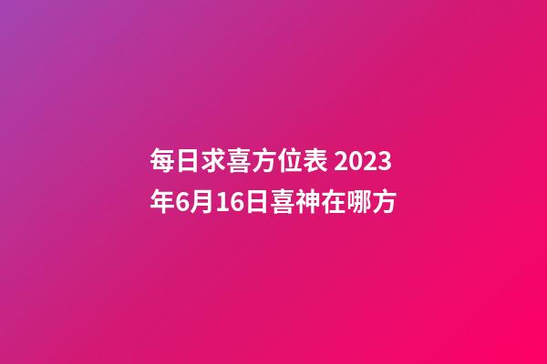 每日求喜方位表 2023年6月16日喜神在哪方